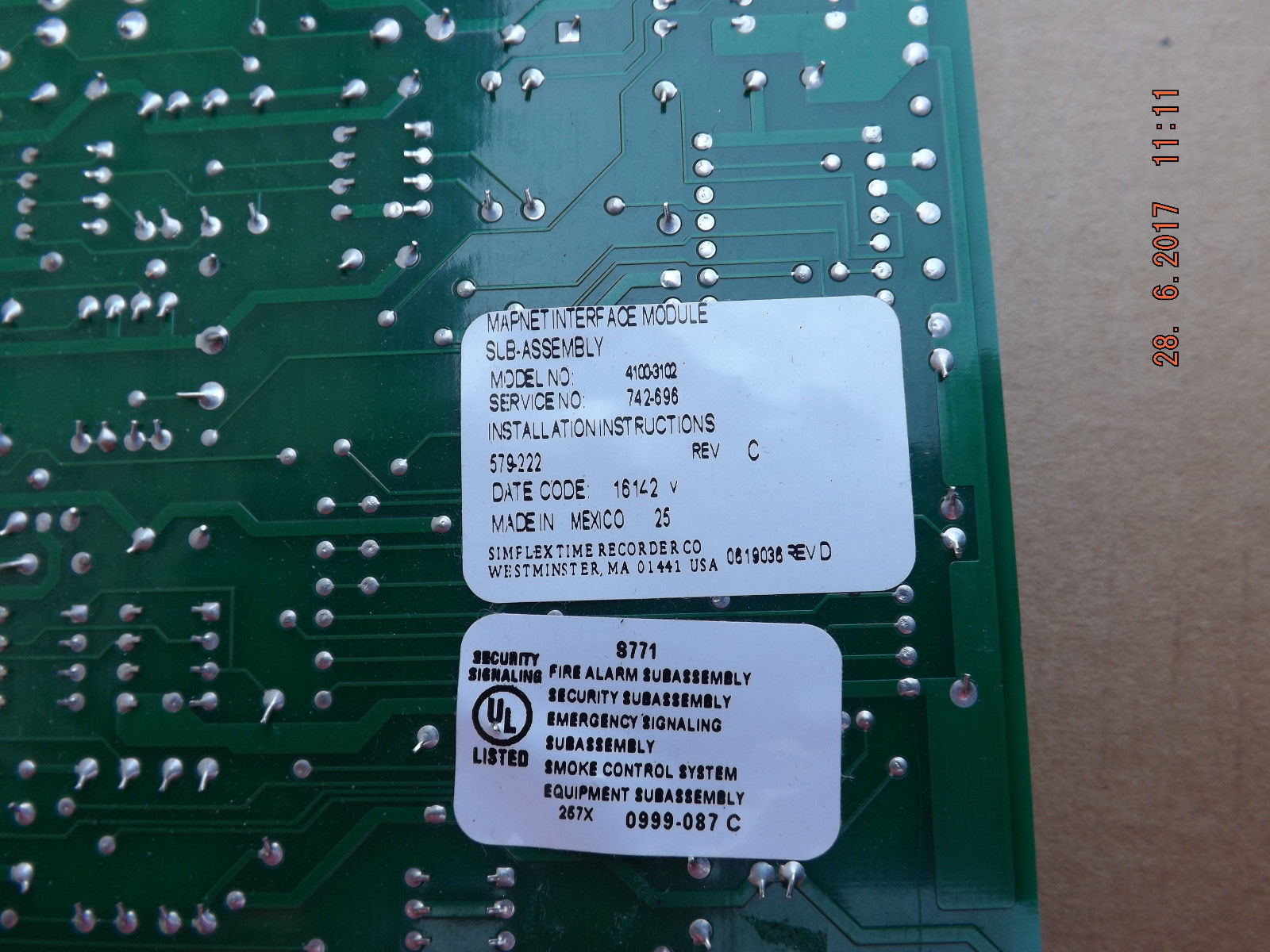 simplex (566-736), Simplex (566-736) MapNet II Transceiver, Interface Module for 4100-3102