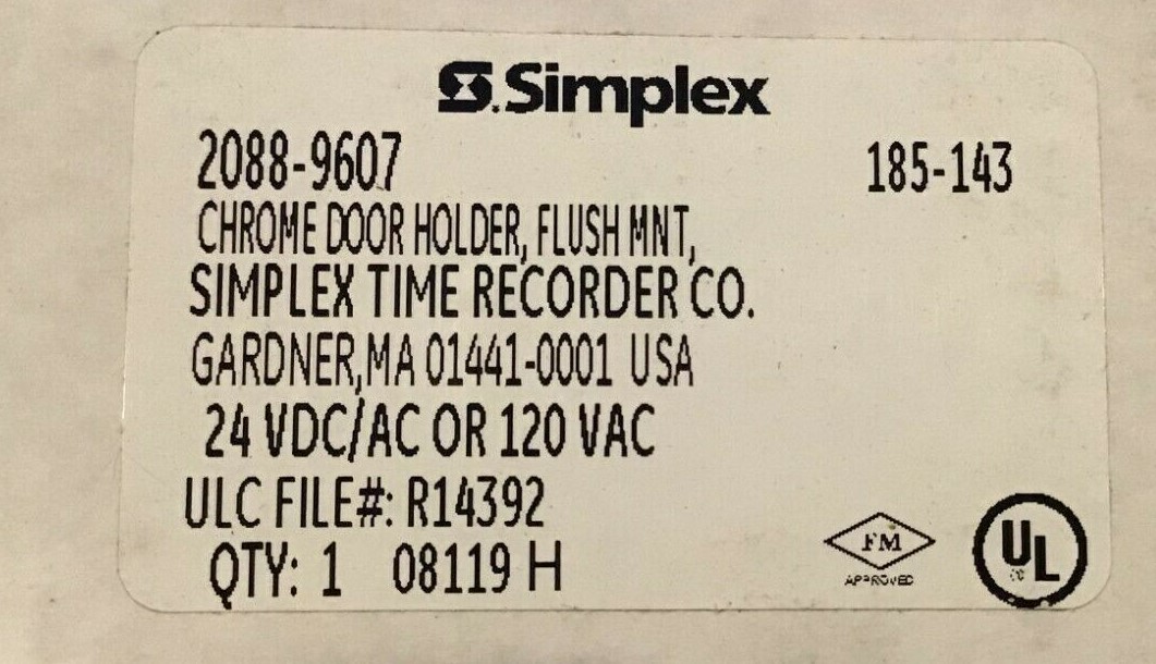 2088-9607, Simplex (2088-9607) Flush Mount Door Holder, 185-143 (DH24120RPC)