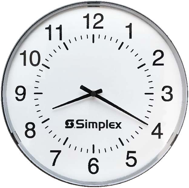 Simplex 6310-9075A, Simplex (6310-9075A) 12in Clock Impulse, Round Semi Flush / 24V60 3WBLK