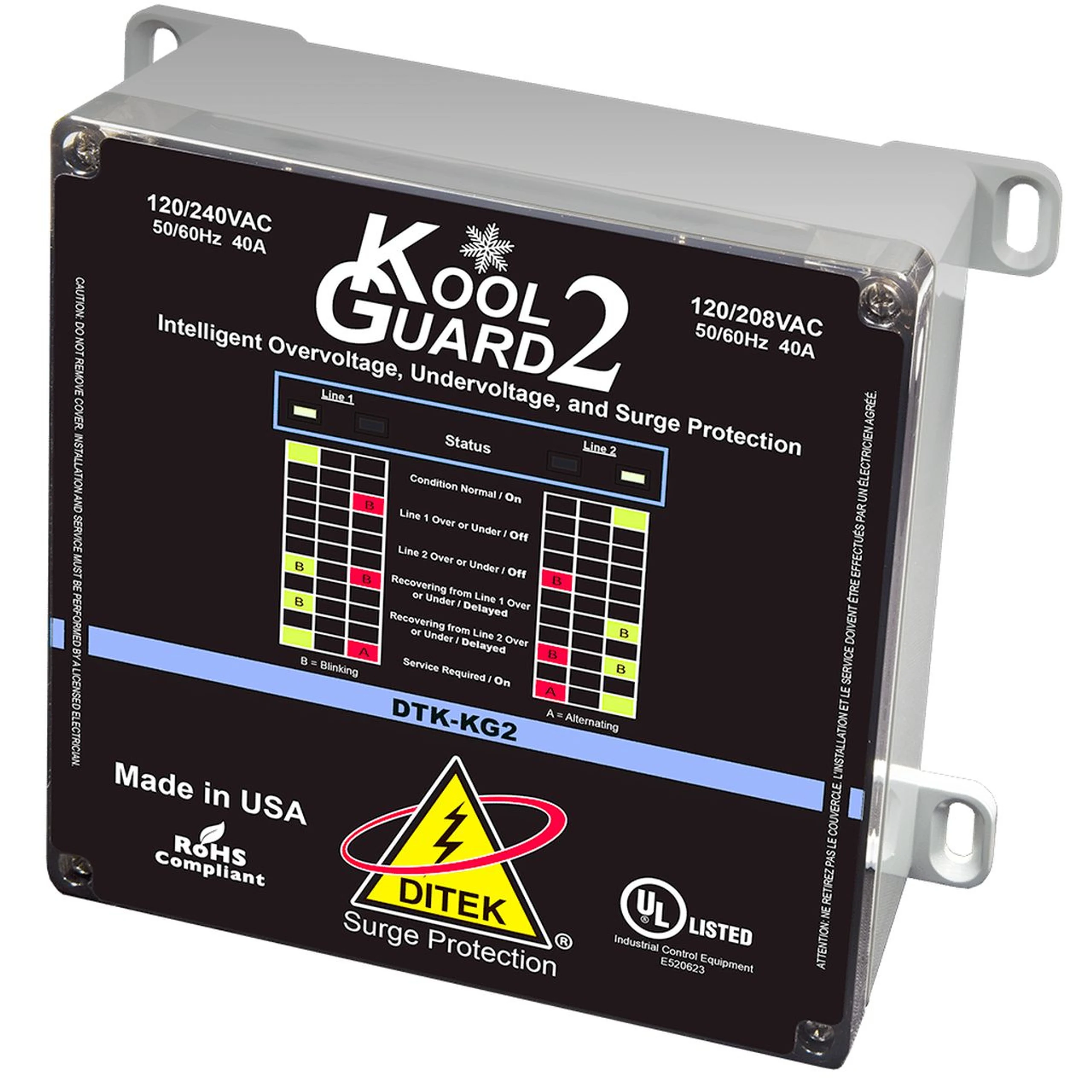 Ditek DTK-KG2, Ditek (DTK-KG2) 120/240v intelligent voltage monitoring w/ surge, ul listed