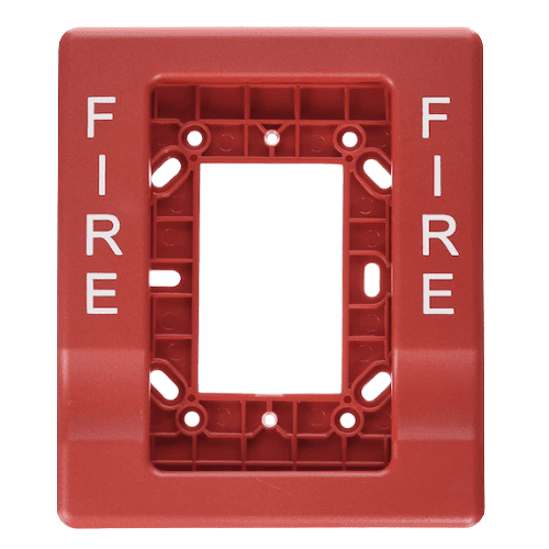 Edwards EG1RT-FIRE, Edwards (EG1RT-FIRE) Trim plate for wall mt., horn/strobes, 1-gang to 4″” box, marked “”fire””, red