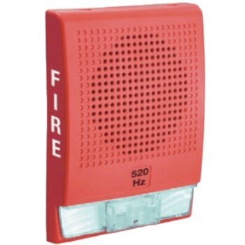 Edwards G4LFRF-HVM, Kidde/ Edwards (G4LFRF-HVM) Genesis Wall-mount, Low Frequency Appliance, Red Housing, Fire Marking, Audible/Standard Output Clear Strobe Light.