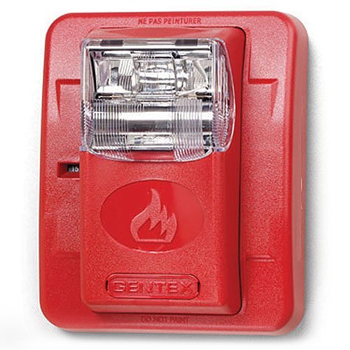 Gentex GES24-177WR, Gentex (GES24-177WR) Strobe only, fixed 177 candela strobe, wall mount, red faceplate