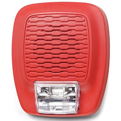Gentex GHSLF15R, Gentex (GHSLF15R) Low frequency horn/strobe, fixed 15 candela, wall mount, temporal 3 sounder, temporal 4 capabilities plain (no lettering) , red faceplate