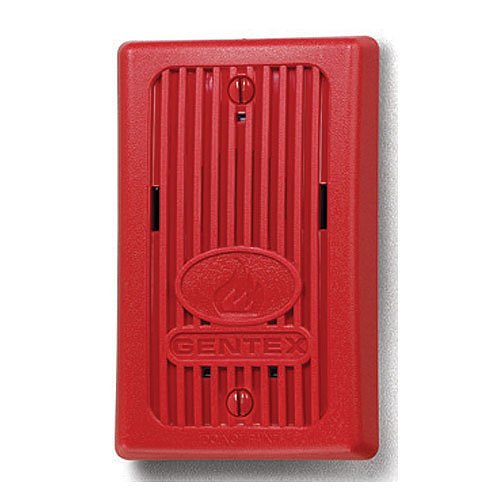 Gentex GX93-PR, Gentex (GX93-PR) Mini-horn, continuous or temporal 3 sounder, plain (no lettering) , red faceplate