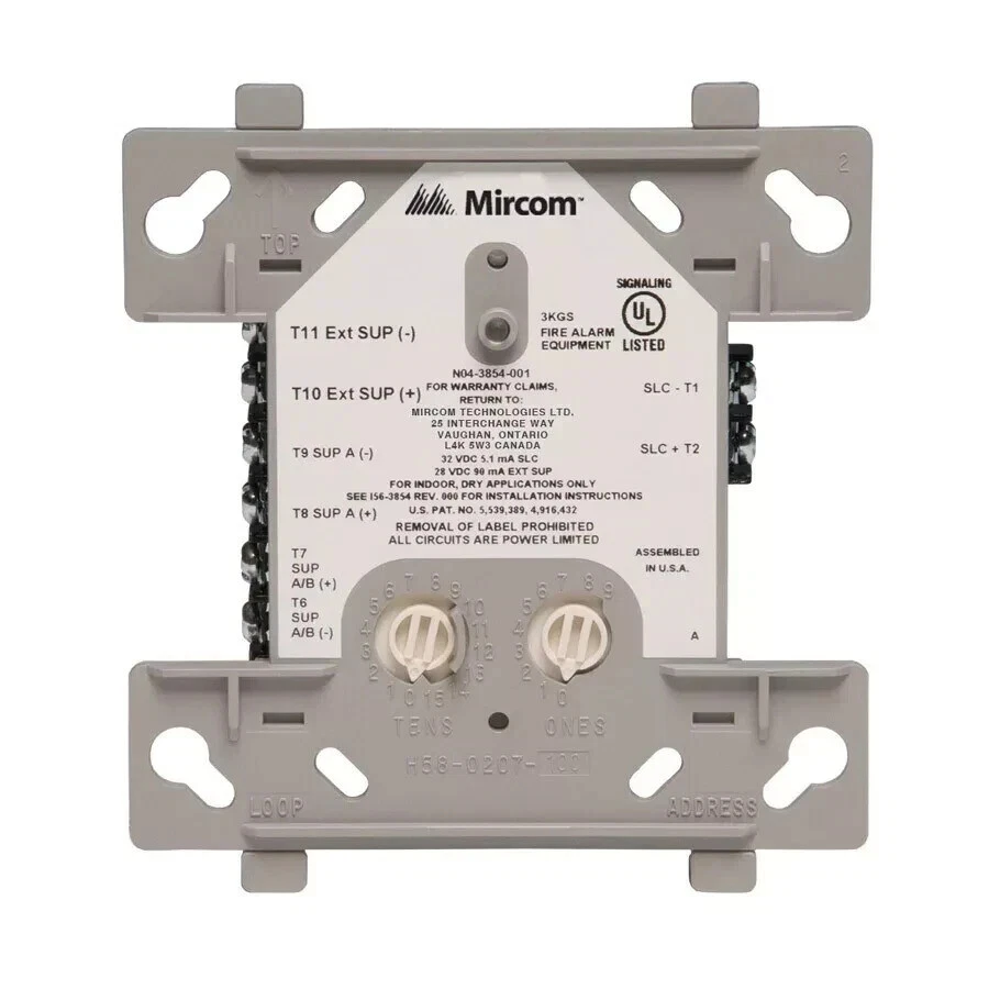 Mircom MIX-M500X, Mircom (MIX-M500X) The m500x isolator module is a standard-sized module that enables part of the communications loop to continue operating when a short circuit occurs on it. an led indicator blinks in the normal condition and turns on during a short circuit condition.