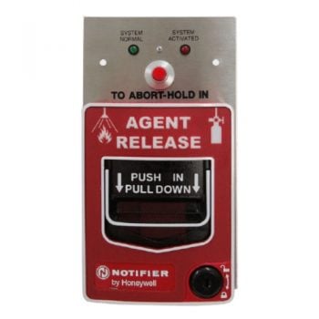 Notifier NBG-12LRA, Notifier (NBG-12LRA) Dual action releasing station with abort, red, terminal block, notifier key lock.