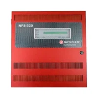 Notifier (NFS-320R) Nfs-320 intelligent fire alarm panel; single printed circuit board with one slc loop (318 devices) , - back-lit, 80 character display, system and programming keypad and 6.0a power supply, 120 vac, includes door, dress panel and back box, red