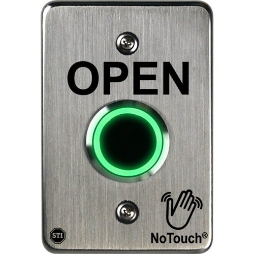 STI NT-SS102-EN, STI (NT-SS102-EN) Us single gang mount no touch stainless steel button – open label