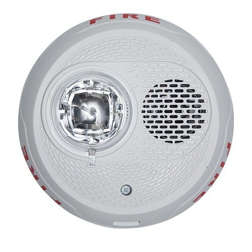 System Sensor PC2WL-LF, System Sensor (PC2WL-LF) L-series, white, ceiling-mountable, clear lens, 2-wire, horn strobe marked “fire”. selectable strobe settings: 15, 30, 75, 95, 115, 150 and 177 cd.