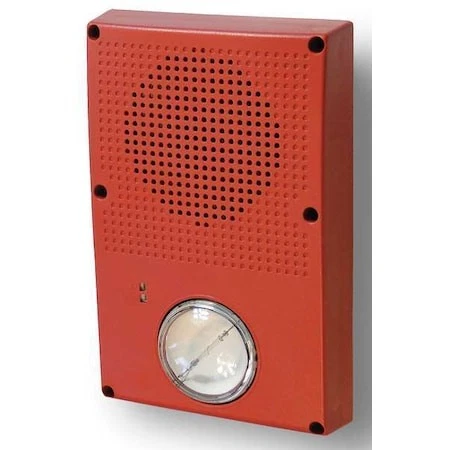 Edwards WG4RN-SVMHC, Edwards (WG4RN-SVMHC) Outdoor rated wall/ceiling speaker/strobe (25/70v) , multi-tap, red w/o marking, 102/123/147/161 cd, clear lens