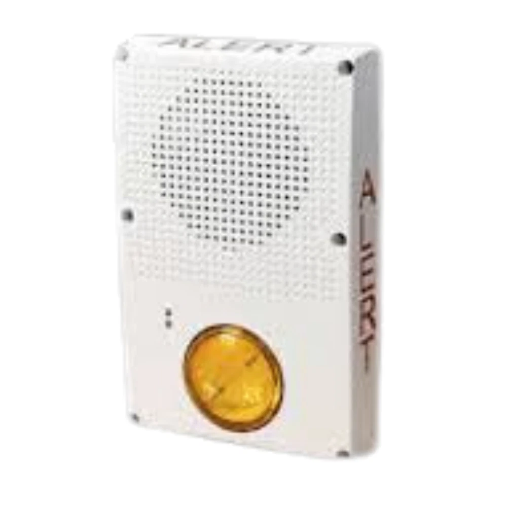 Edwards WG4WA-SVMHA, Edwards (WG4WA-SVMHA) Outdoor rated wall/ceiling speaker/strobe (25/70v) , multi-tap, white w/alert marking, 102/123/147/161 cd, amber lens.
