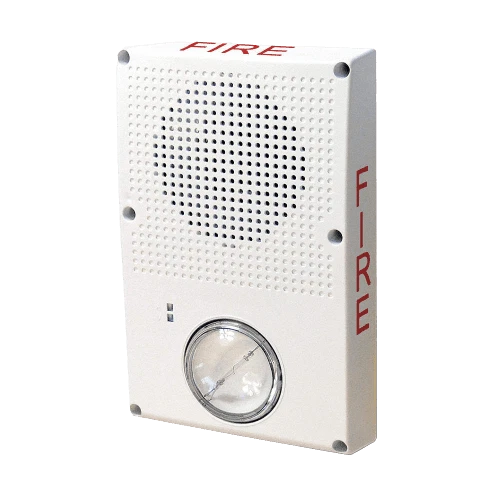 Edwards WG4WF-HVMHC, Edwards (WG4WF-HVMHC) Outdoor rated wall/ceiling horn/strobe, white w/fire marking, high output strobe, clear lens. note: model 449 electrical box required for waterproof applications.