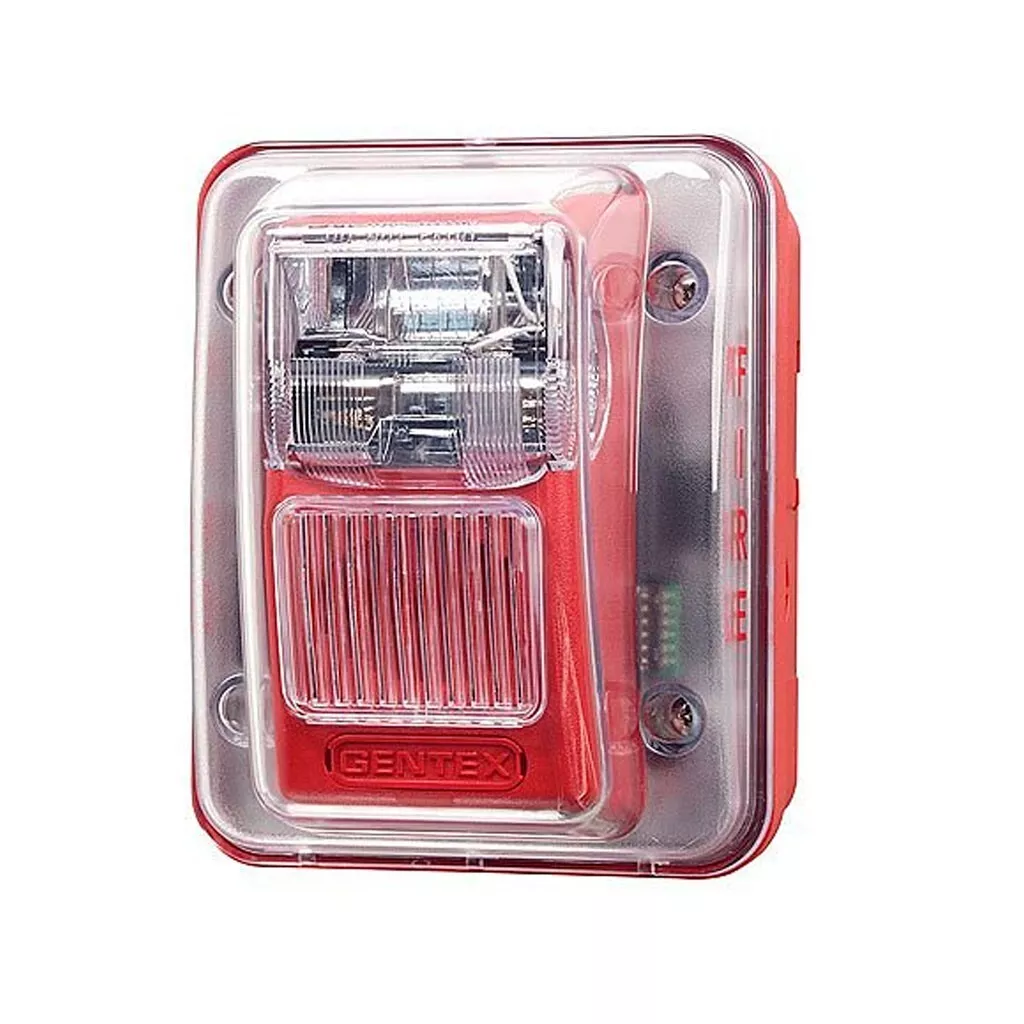 Gentex WGES24-75WR, Gentex (WGES24-75WR) Outdoor strobe only, fixed 75 candela, wall mount, shipped with goe enclosure, red faceplate