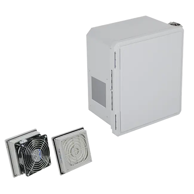 STI EF181610-O3, STI (EF181610-O3) Fiberglass Enclosure with NEMA 3R Filter Fan w/ Filter Vent, 18 x 16 x 10, Opaque