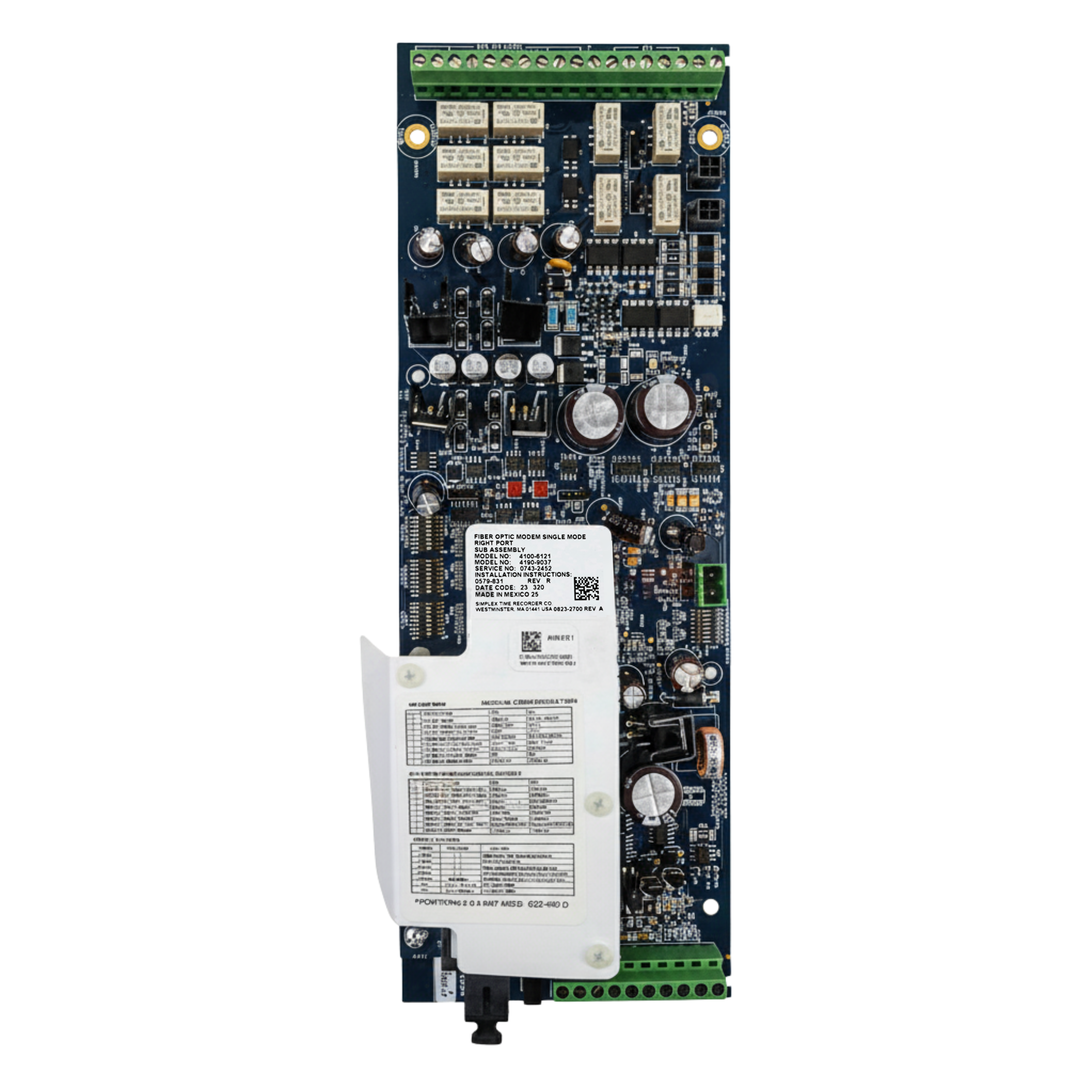 Simplex 4100-6121, SIMPLEX (4100-6121) Right-Port Fiber Modem Assembly, Single-