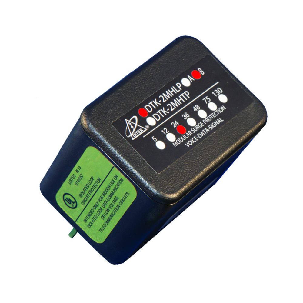 Ditek DTK-2MHLP24B, Ditek (DTK-2MHLP24B) 24v, 2 pair, hybrid field replaceable suppression module