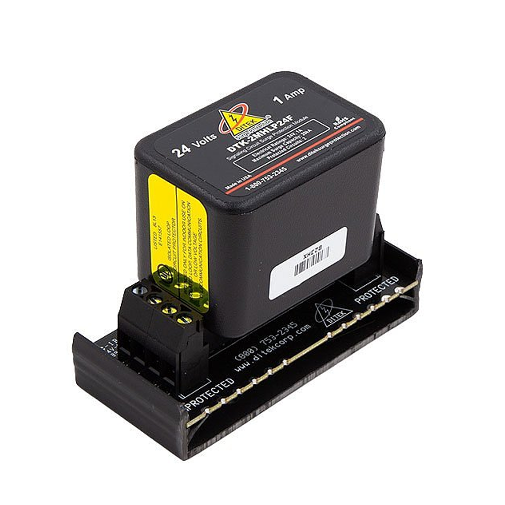 Ditek DTK-2MHLP24FWB, Ditek (DTK-2MHLP24FWB) Signaling circuit modular surge protector with base, 24v