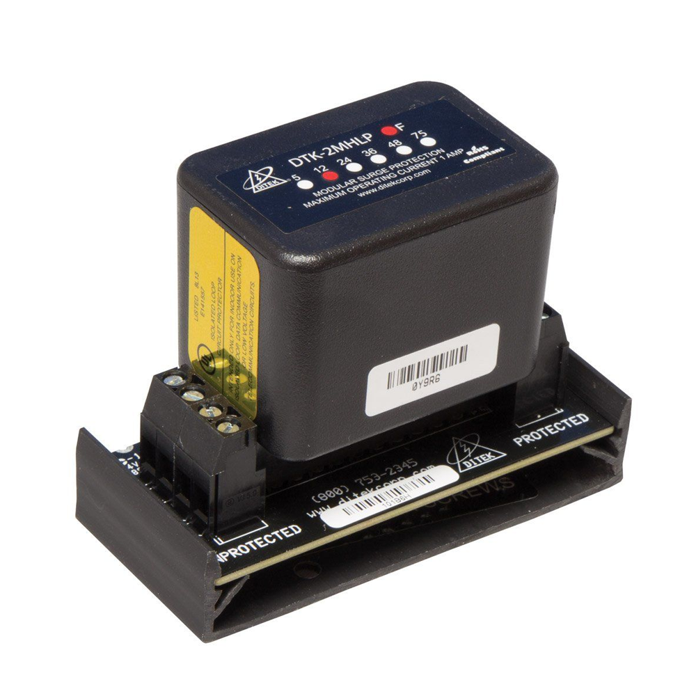 Ditek DTK-2MHLP36BWB, Ditek (DTK-2MHLP36BWB) 36v, 2 pair, hybrid field replaceable suppression module w/ hardwired base