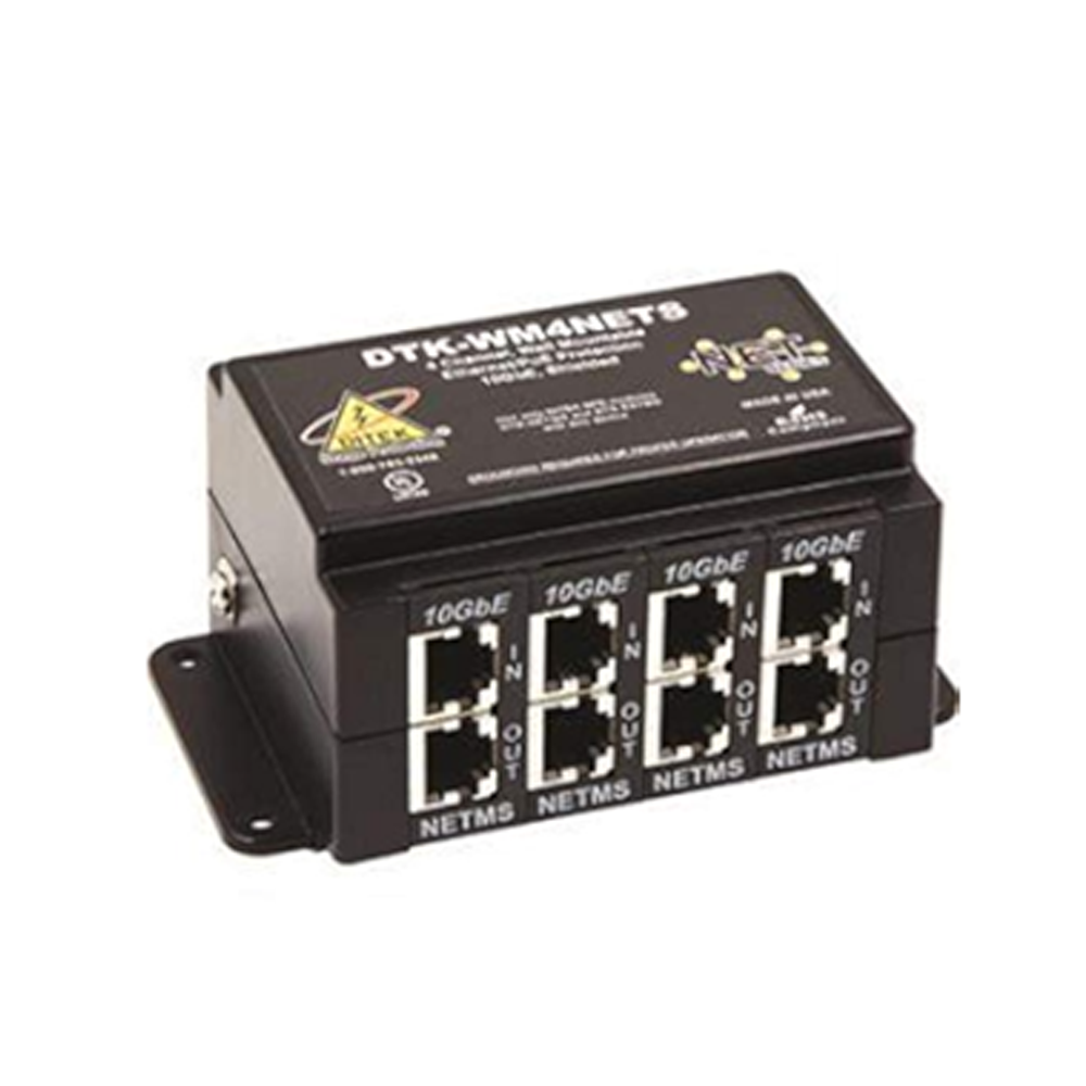 Ditek DTK-WM4NETS, DITEK (DTK-WM4NETS) 4 Channel Wall Mount POE Ethernet Protec