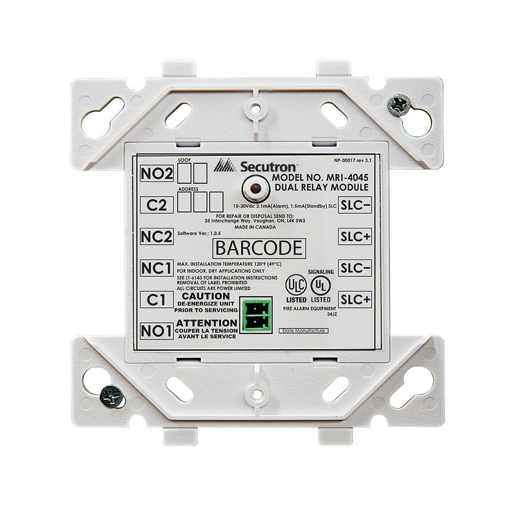 Secutron MRI-4045, SECUTRON (MRI-4045) Secutron 4000 Series Dual Relay Module