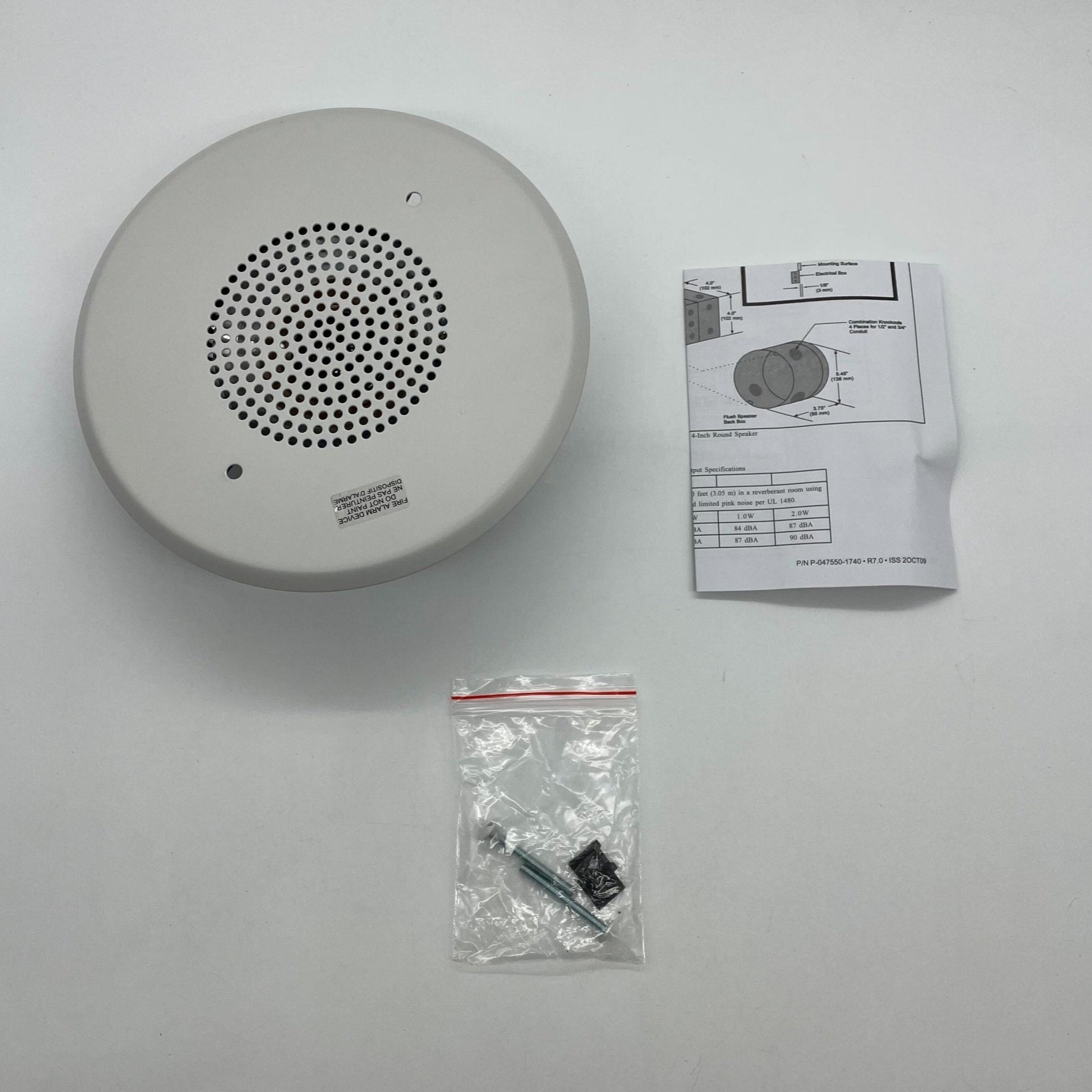 Edwards 964-1A-4RW, Edwards (964-1A-4RW) 4 inch cone speaker (25vrms) , round – white