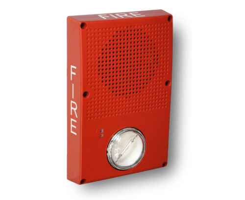 KIDDE COMMERCIAL WG4RF-HVMHC, KIDDE COMMERCIAL (WG4RF-HVMHC) Outdoor rated wall/ceiling horn/strobe, red w/fire marking, high output strobe, clear lens.