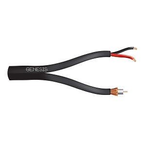 genesis 50131008, Genesis (50131008) Rg59 95%Bc + 18/2 Stranded — Cctv Coax + Power, Gen Purpose — Black