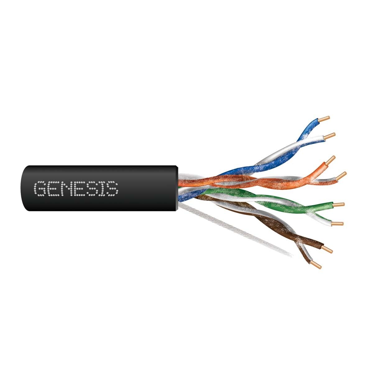 genesis 50975008, Genesis (50975008) 24/4Pr Cat 5E Water Resistant — Category 5E, Outdoor — Black
